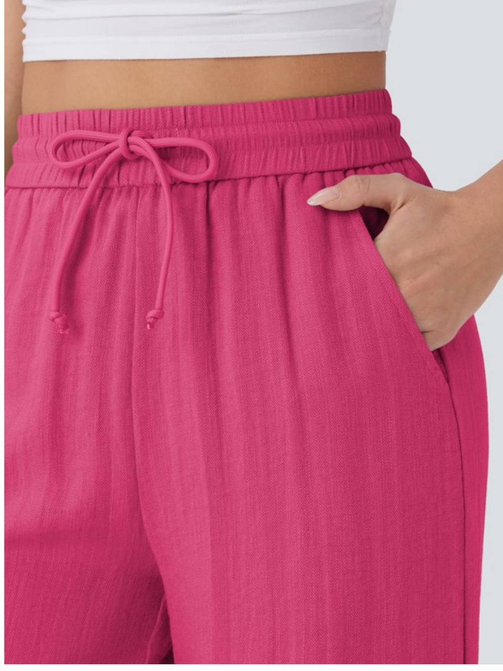 Halara Wide-Leg Drawstring Pants in Raspberry Pink, new - Picture 4 of 12